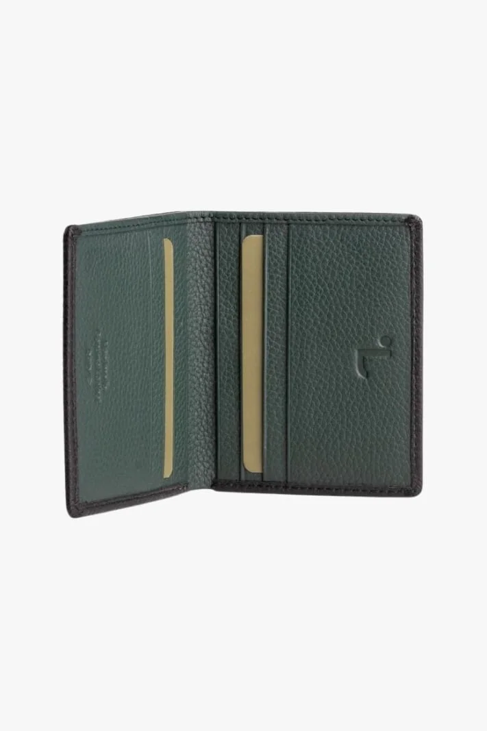 7dots Neptune-91-004, Portacarte in Pelle Nero/Verde