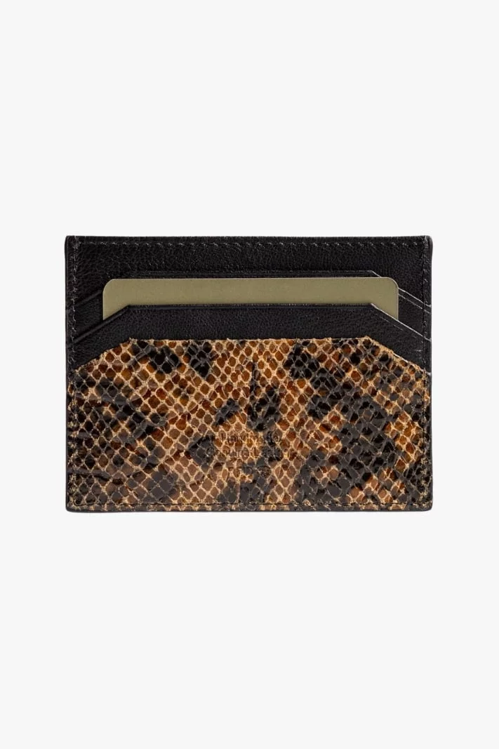 7dots Snake-90-005, Leather Card Holder Olive