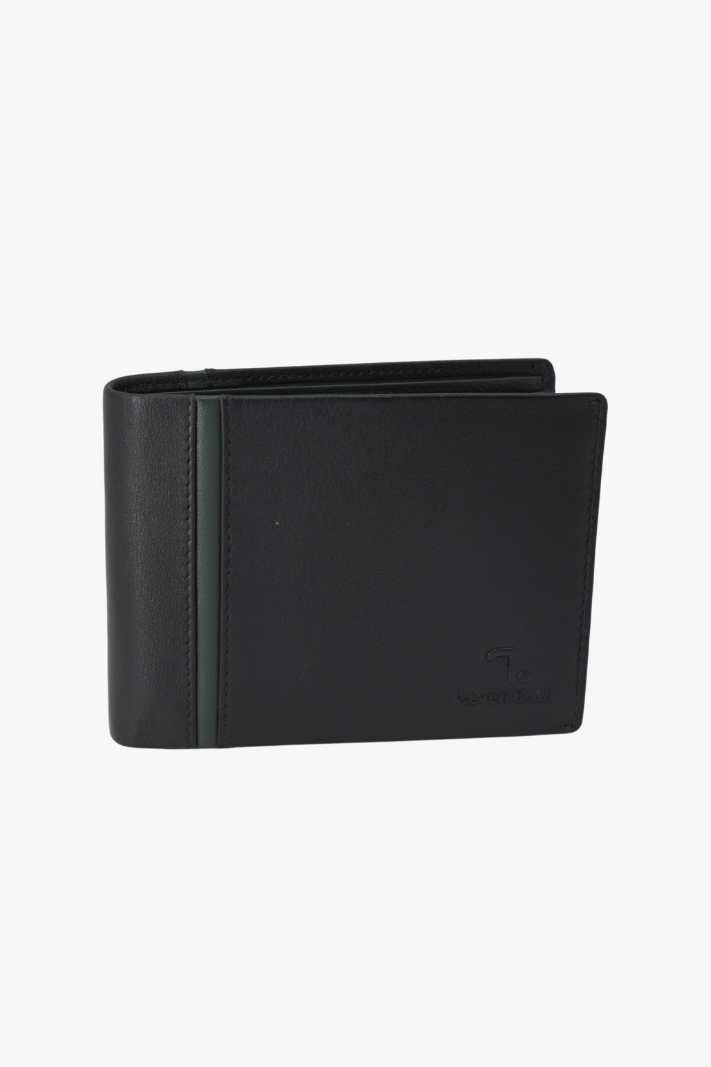 Mars-70-002, Leather Wallet Black / Green